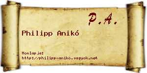 Philipp Anikó névjegykártya